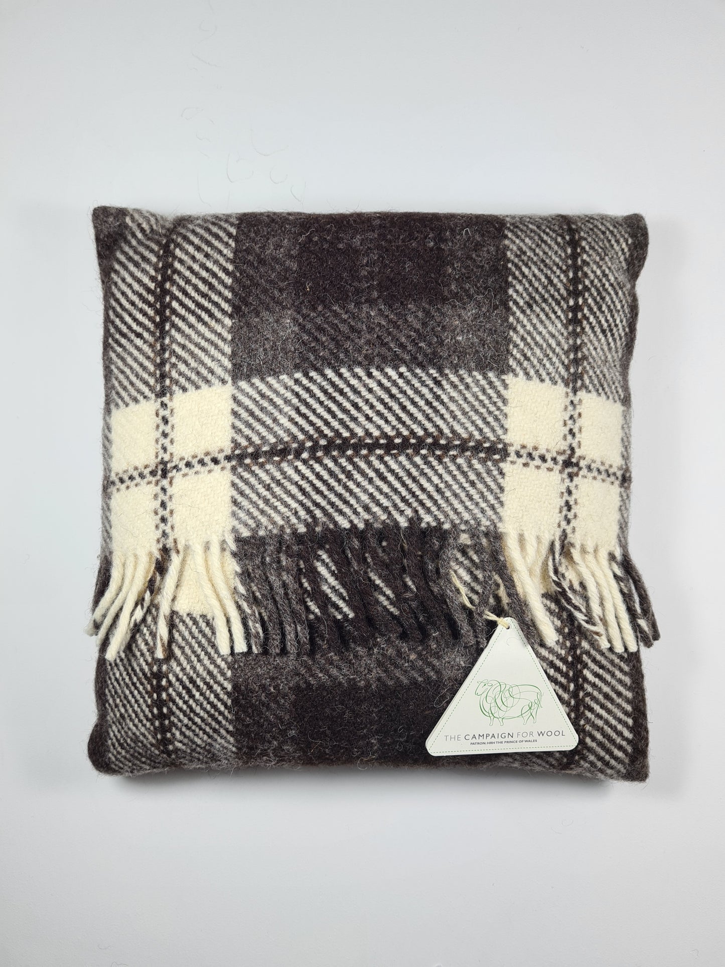Shetland Wool Cushion - Black and White Tartan