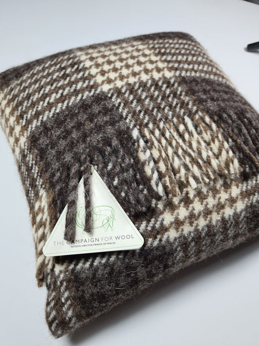 Shetland Wool Cushion - Houndstooth Tartan
