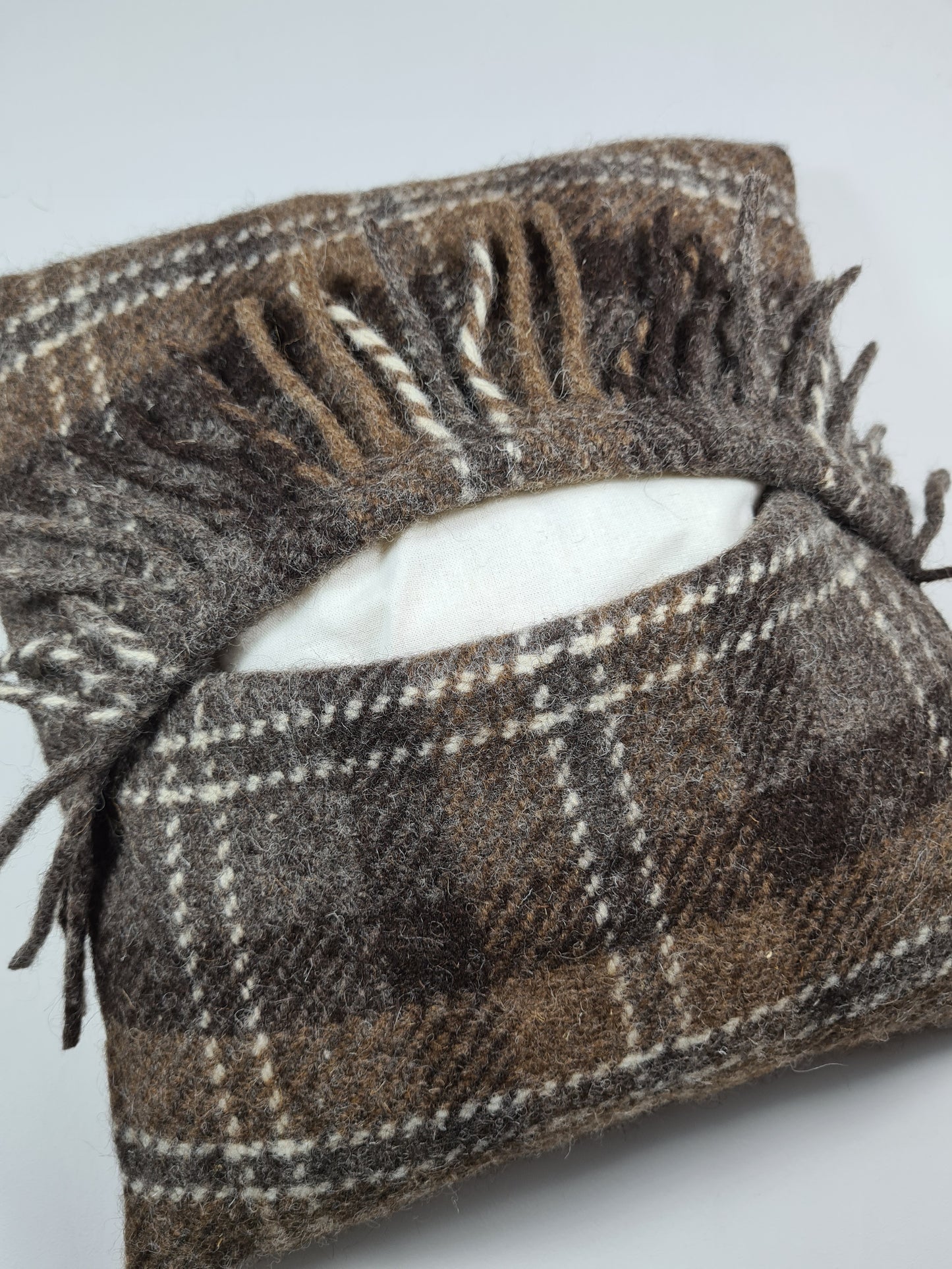Shetland Wool Cushion - Brown Tartan