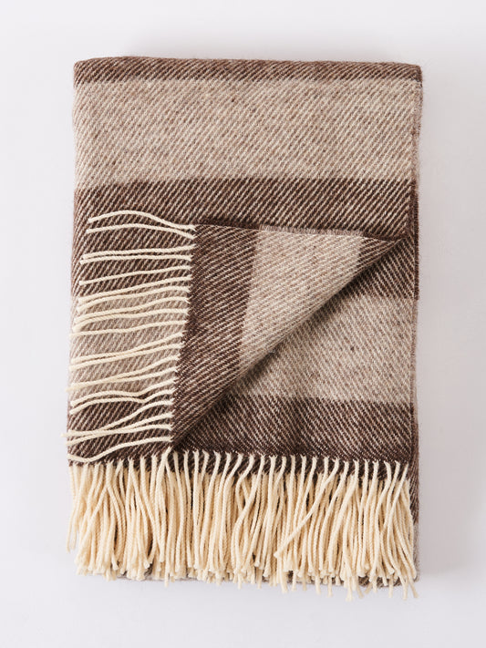 British Wool Throw Blanket - Fawn