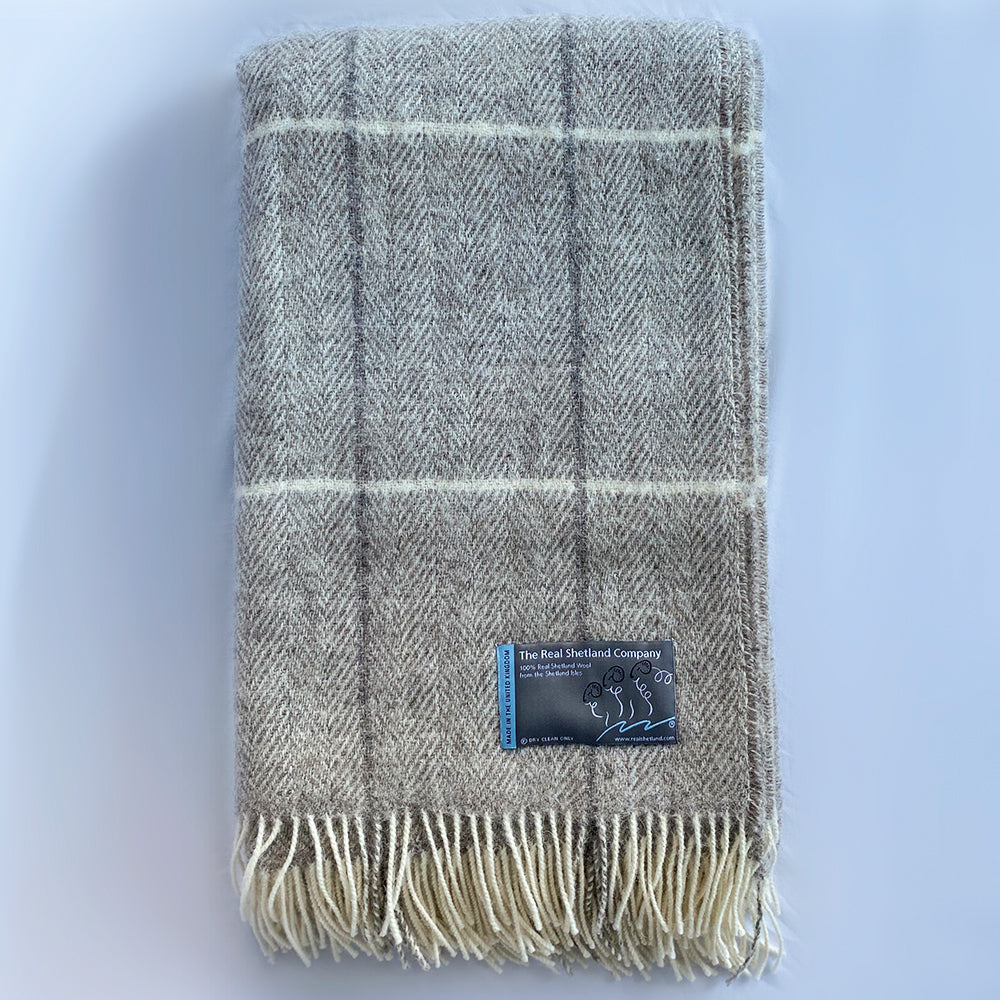 Lerwick Shetland Throw - Grey Herringbone