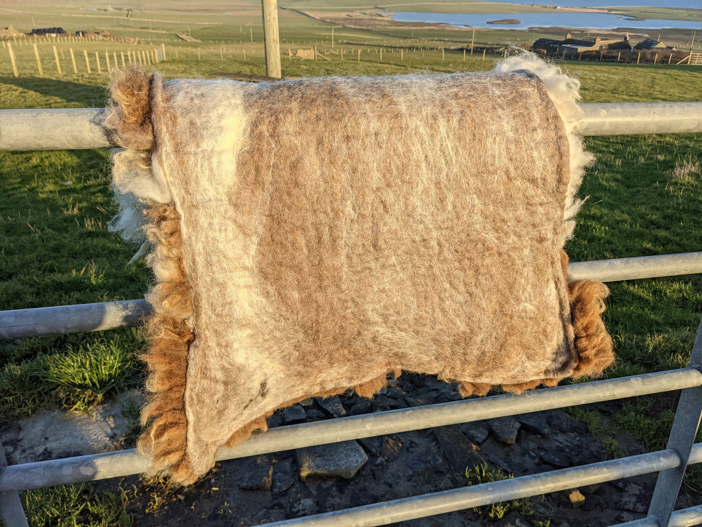 Light Brown And White Felted Vegetarian Rug